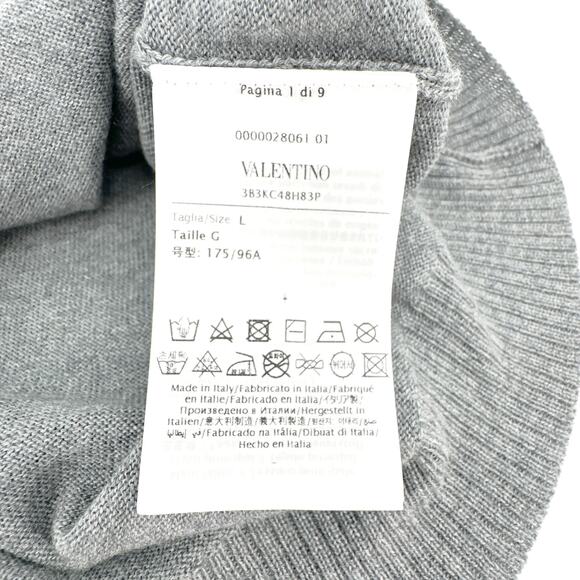 VALENTINO Rhinestone Embellished Short Sleeve Crop Knit Sweater In Grey L - Picture 11 of 15